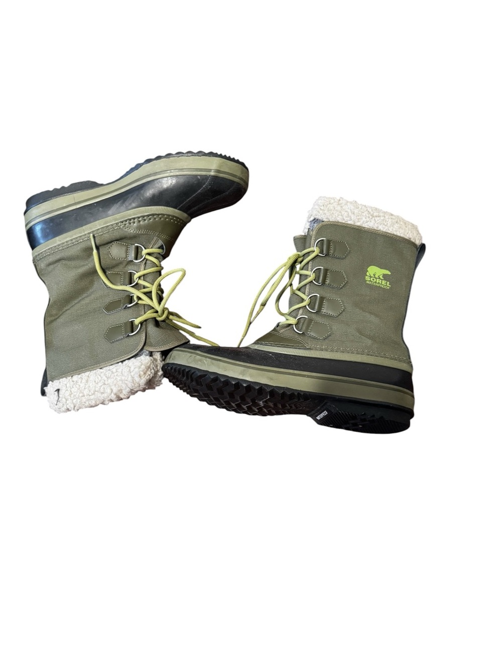 Sorel  Men’s  1964 PAC Nylon SnowOlive Green and Black Sherpa-Lined Winter Boot - Picture 4 of 11